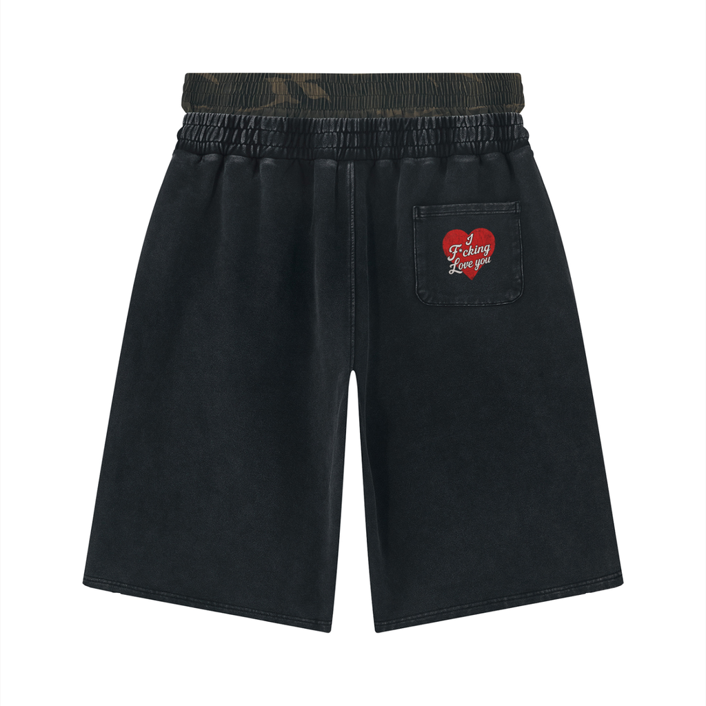 Unisex Vintage Wash Distressed Wide Leg Shorts