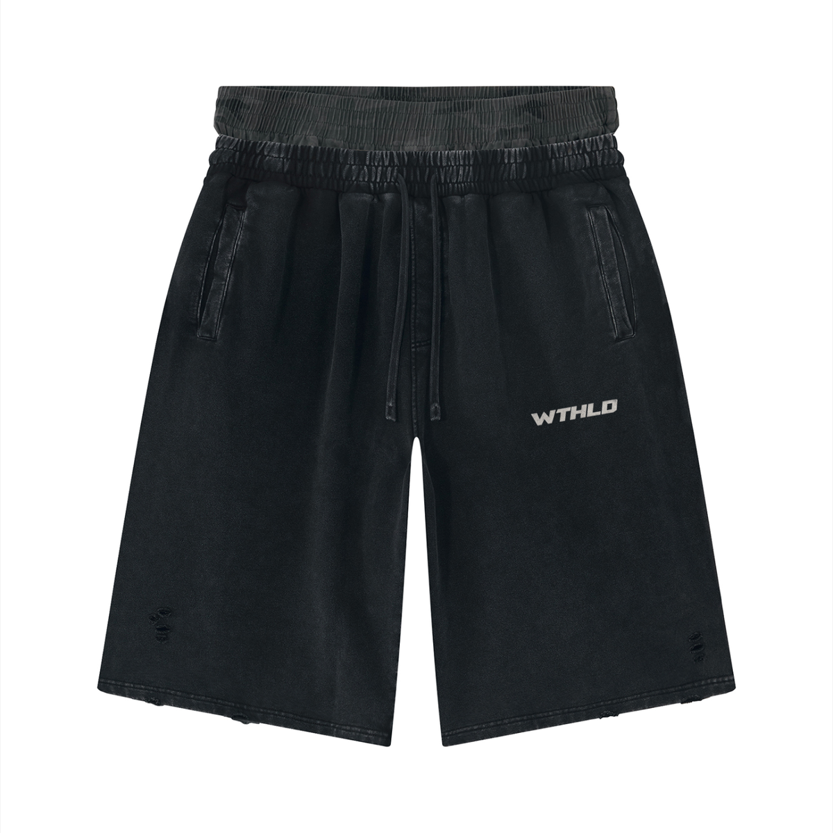 Unisex Vintage Wash Distressed Wide Leg Shorts